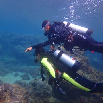 海邊浮潛位於萬里桐海灣旁，墾丁悠活渡假村旁邊，提供一個親近台灣萬里桐海底資源的一個水上活動據點，以前就聽說萬里桐是潛水浮潛勝地，不過因為更換裝備不方便，一直沒機會下水。現在就近有水上活動的據點，離海灣非常近，真的很方便下去探訪。這裡的海底資源因為沒有水上摩托車干擾，很安全也很豐富喔！